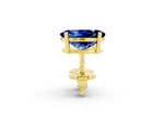 Oval Cut Blue Sapphire Stud Earrings in Yellow gold with Basket Setting_2