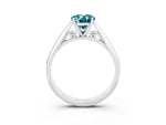 Oval Cut Blue Topaz Cathedral Solitaire Engagement Ring in White gold with Prong Setting_3