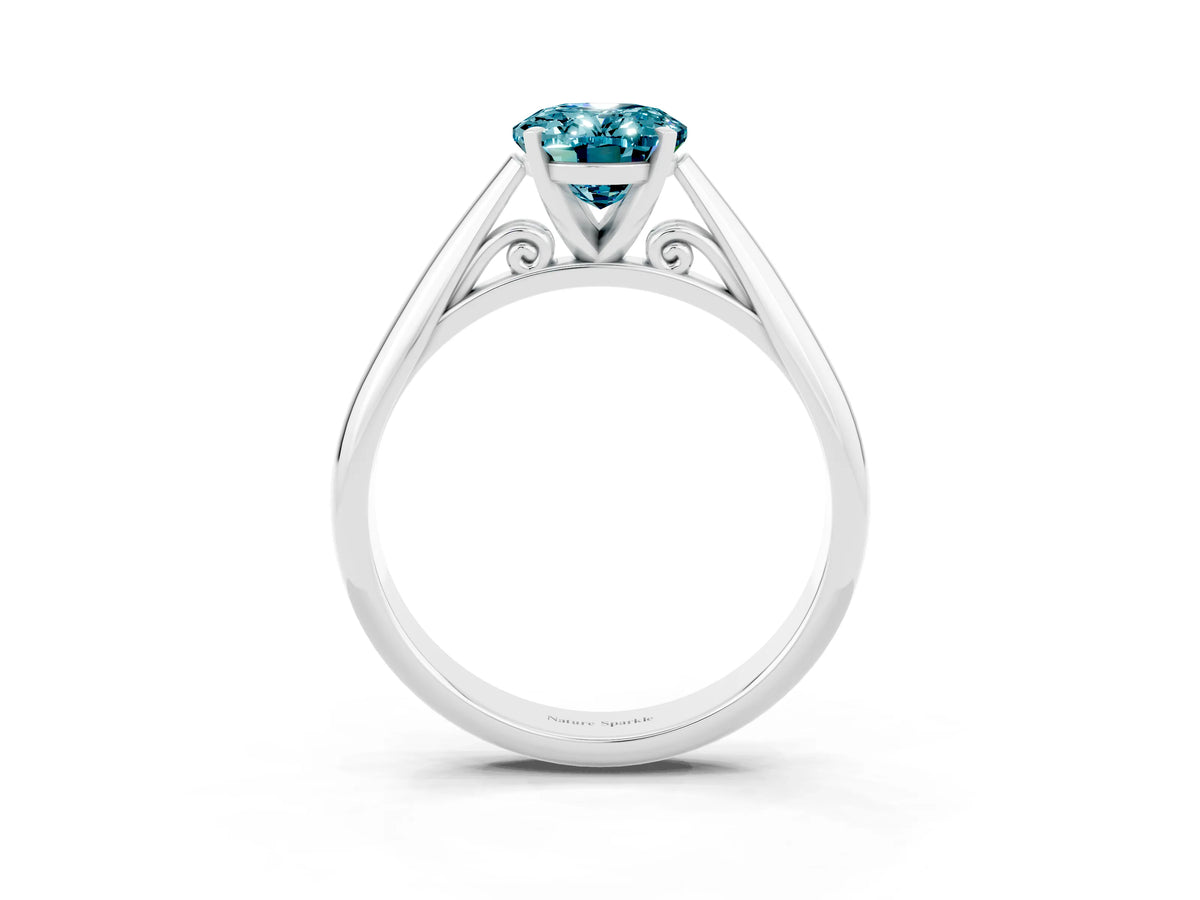 Oval Cut Blue Topaz Cathedral Solitaire Engagement Ring in White gold with Prong Setting_3