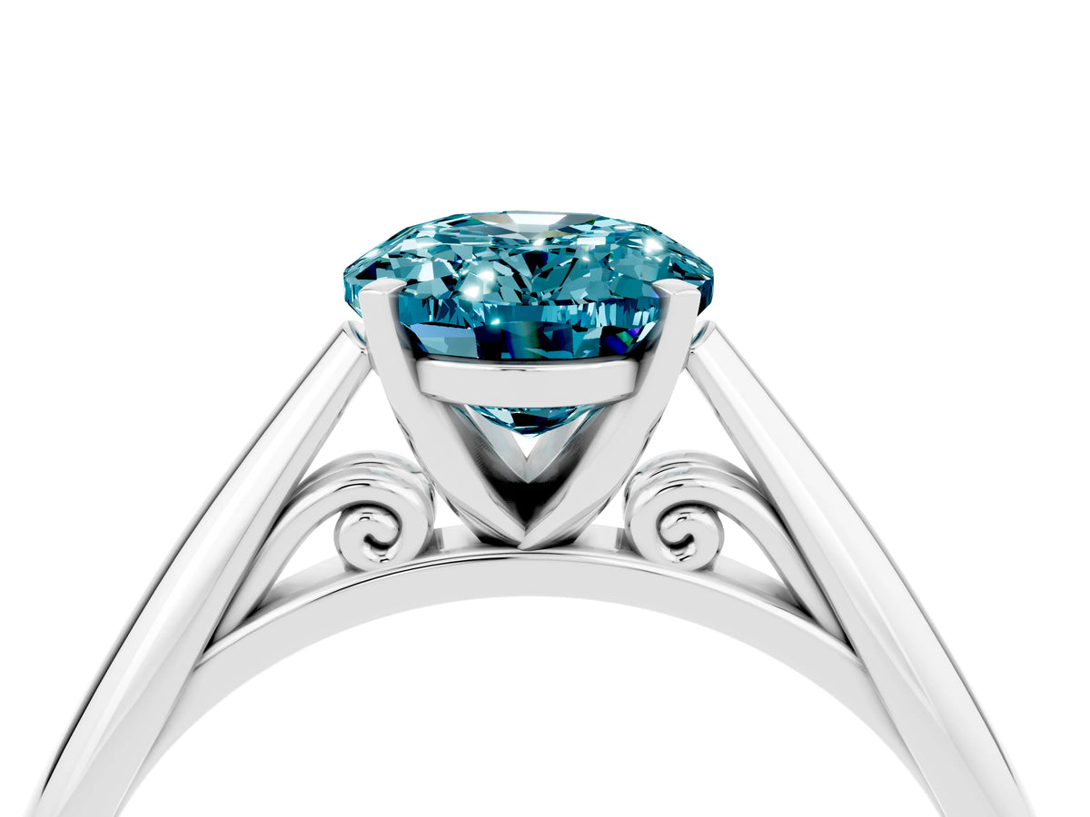 Oval Cut Blue Topaz Cathedral Solitaire Engagement Ring in White gold with Prong Setting_4