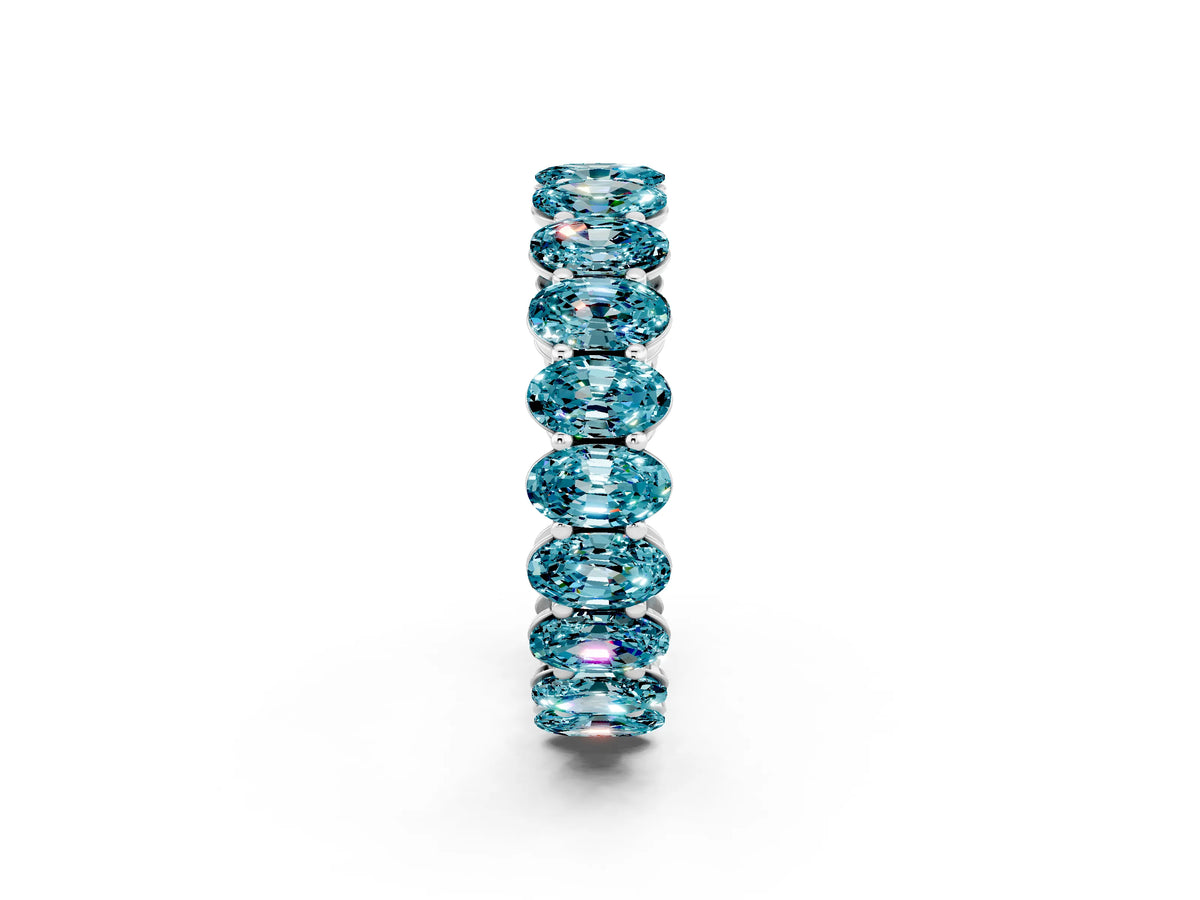 Oval Cut Blue Topaz Eternity Band in Platinum with Shared Prong Setting_2