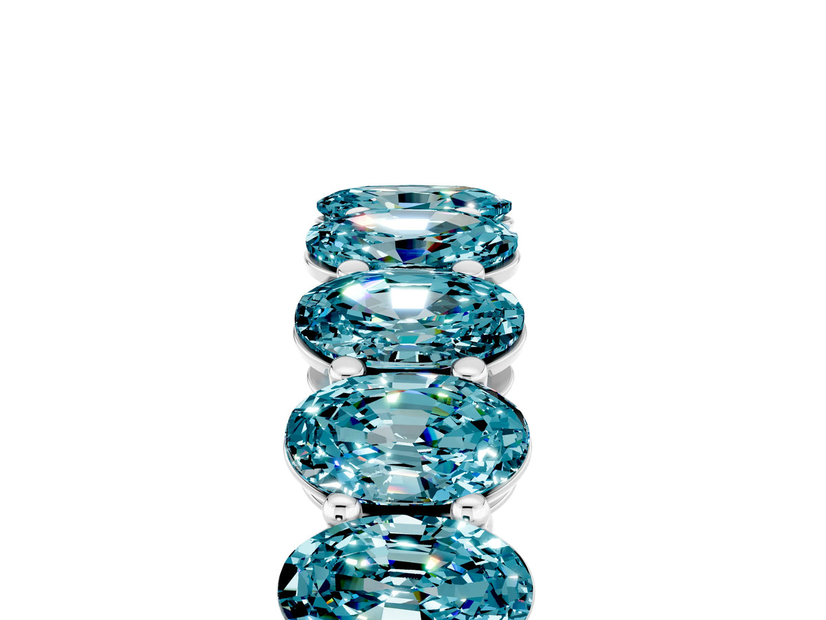 Oval Cut Blue Topaz Eternity Band in Platinum with Shared Prong Setting_5