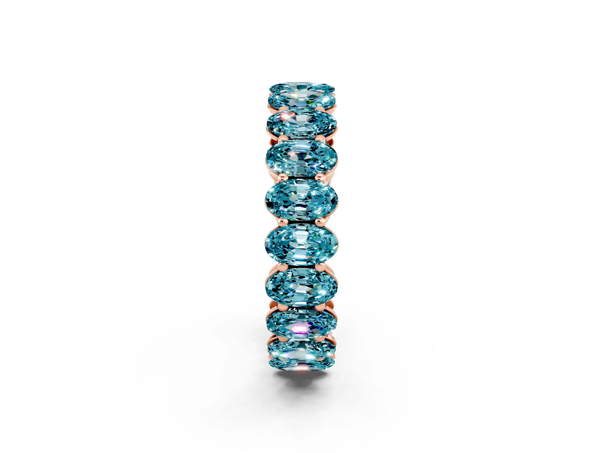 Oval Cut Blue Topaz Eternity Band in Rose gold with Shared Prong Setting_2