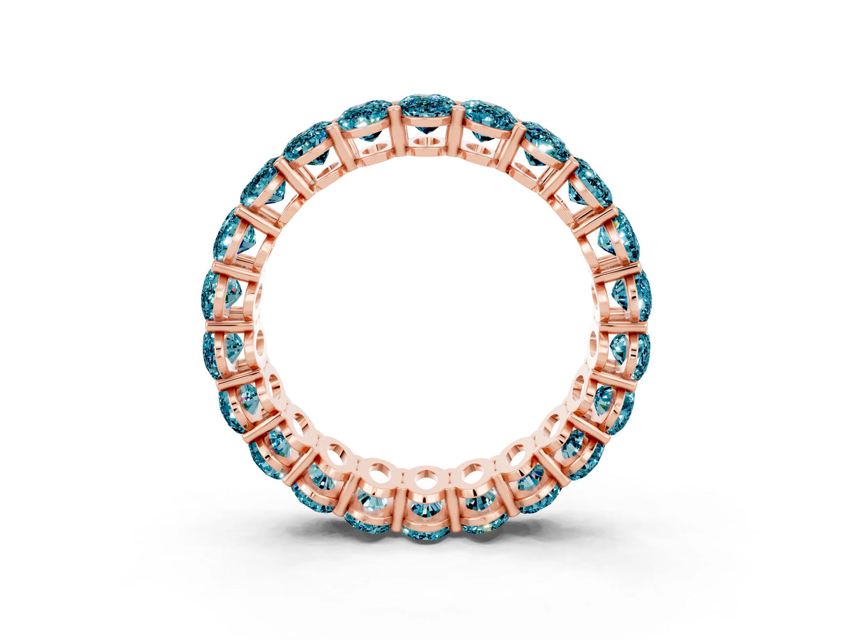 Oval Cut Blue Topaz Eternity Band in Rose gold with Shared Prong Setting_3