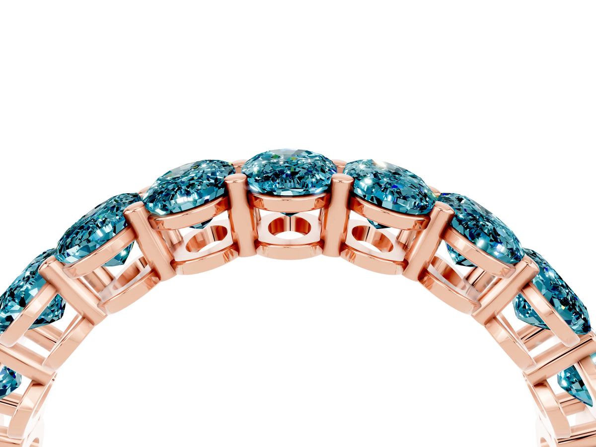 Oval Cut Blue Topaz Eternity Band in Rose gold with Shared Prong Setting_4