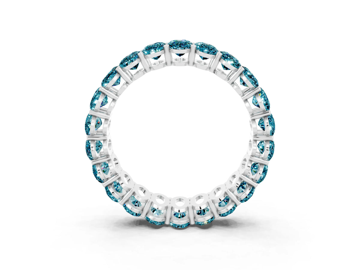 Oval Cut Blue Topaz Eternity Band in Silver with Shared Prong Setting_3