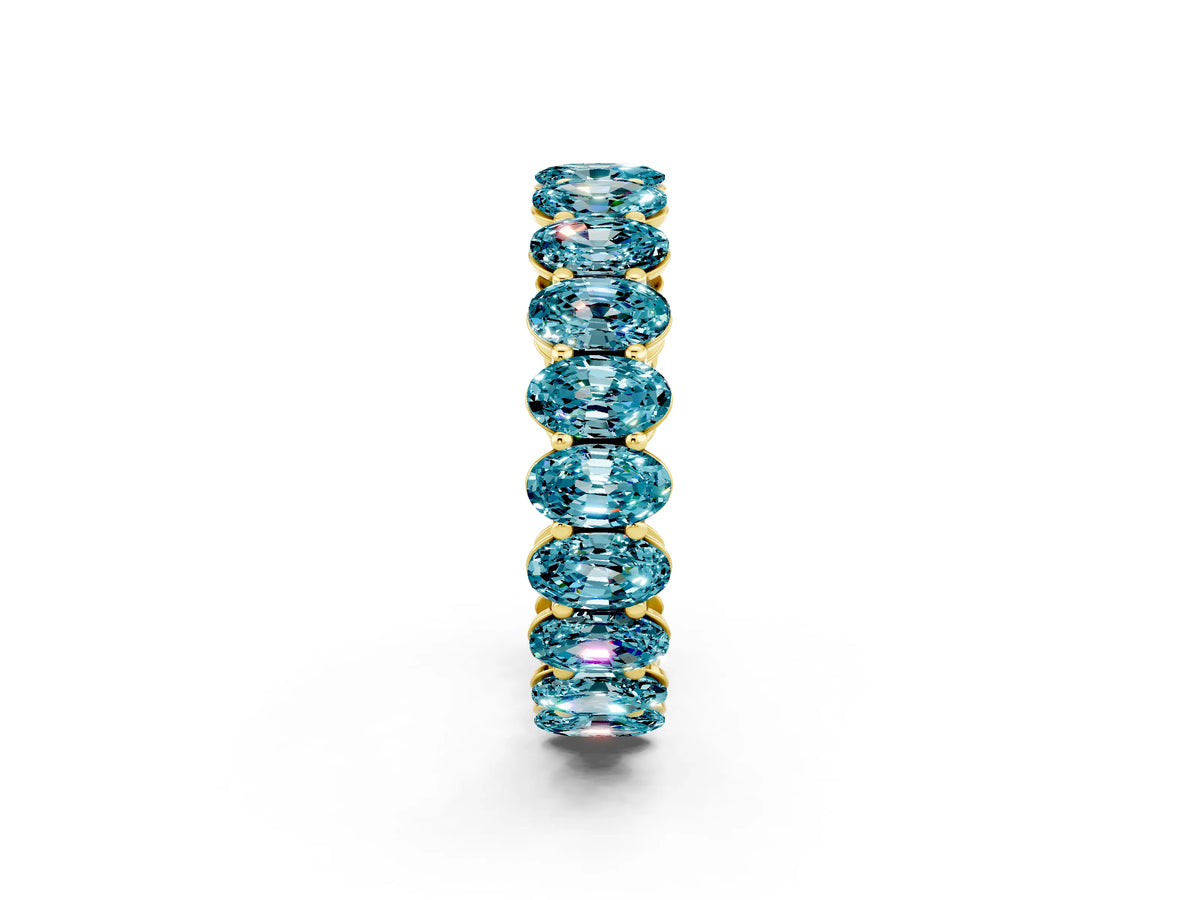 Oval Cut Blue Topaz Eternity Band in Yellow gold with Shared Prong Setting_2
