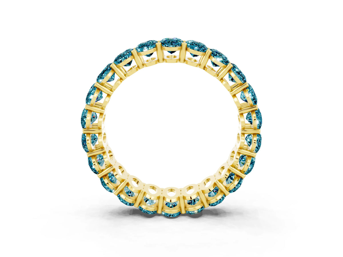 Oval Cut Blue Topaz Eternity Band in Yellow gold with Shared Prong Setting_3