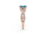 Oval Cut Blue Topaz Solitaire Ring in Rose gold with Interwoven Pavé Band and Prong Setting_2