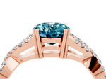 Oval Cut Blue Topaz Solitaire Ring in Rose gold with Interwoven Pavé Band and Prong Setting_4