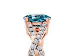 Oval Cut Blue Topaz Solitaire Ring in Rose gold with Interwoven Pavé Band and Prong Setting_5