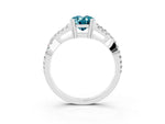 Oval Cut Blue Topaz Solitaire Ring in Silver with Interwoven Pavé Band and Prong Setting_9