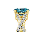Oval Cut Blue Topaz Solitaire Ring in Yellow gold with Interwoven Pavé Band and Prong Setting_5