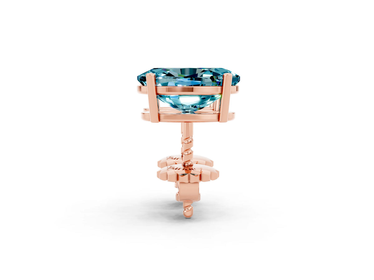 Oval Cut Blue Topaz Stud Earrings in Rose gold with Basket Setting_2