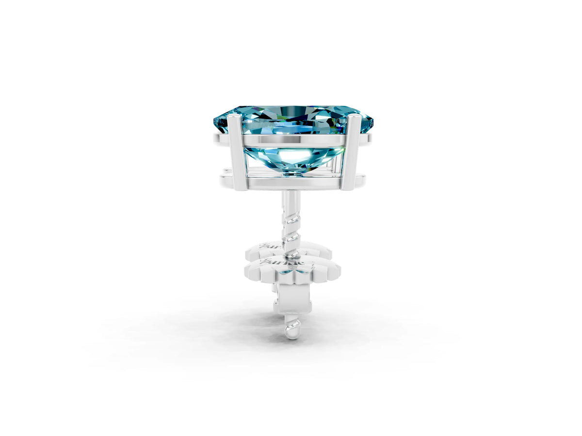 Oval Cut Blue Topaz Stud Earrings in White gold with Basket Setting_2