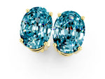 Oval Cut Blue Topaz Stud Earrings in Yellow gold with Basket Setting_1