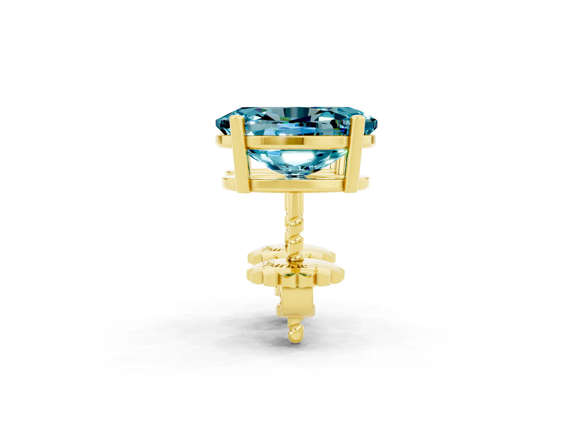 Oval Cut Blue Topaz Stud Earrings in Yellow gold with Basket Setting_2