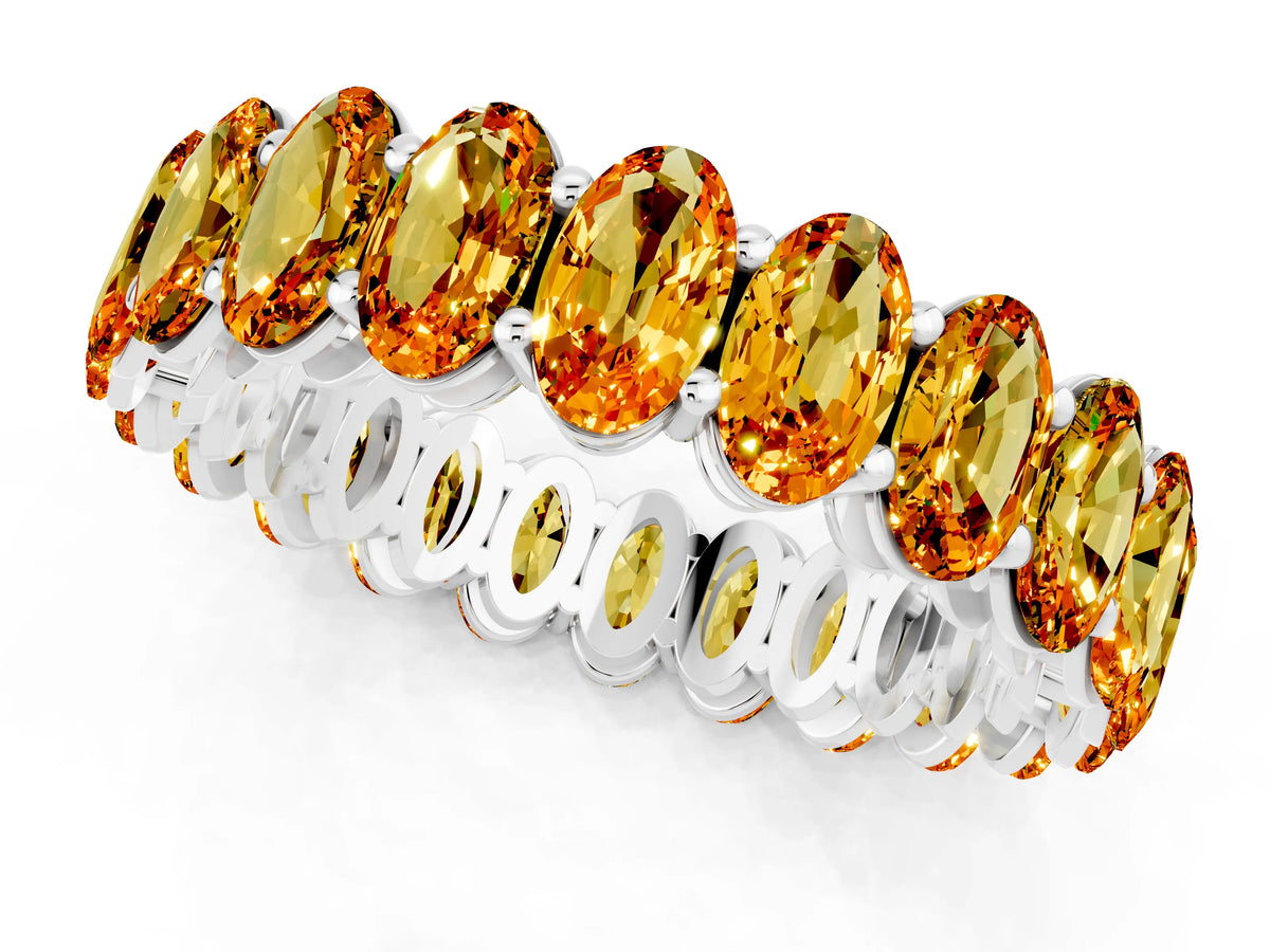 Oval Cut Citrine Eternity Band in Silver with Shared Prong Setting_1