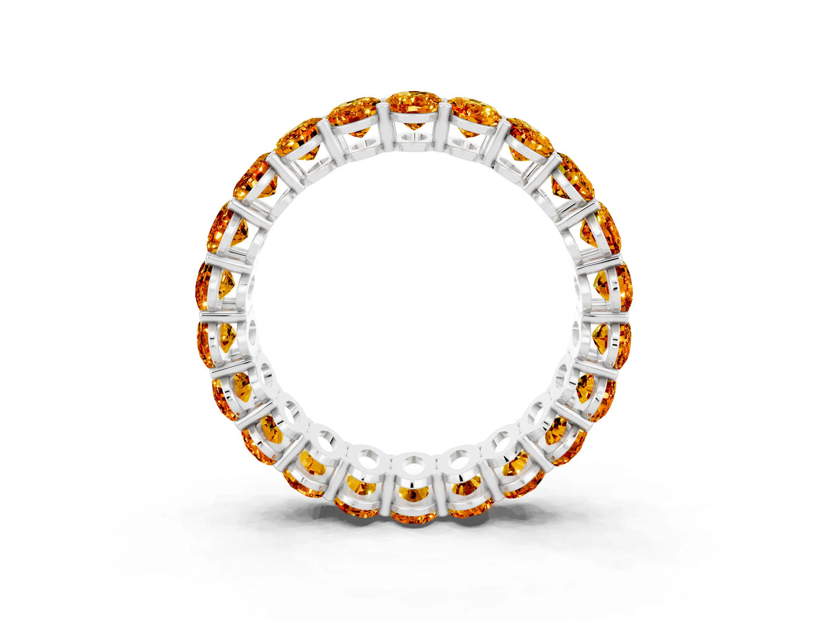 Oval Cut Citrine Eternity Band in Silver with Shared Prong Setting_3