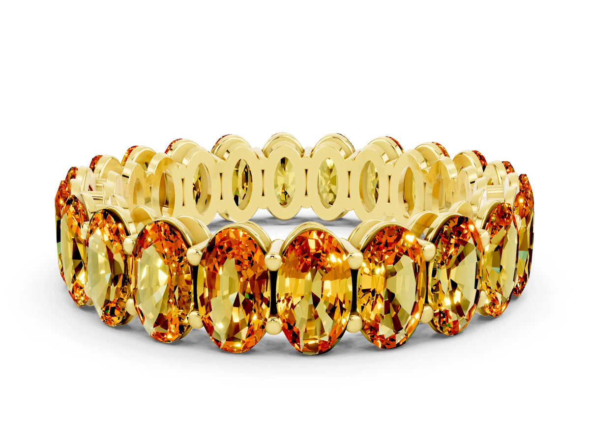Oval Cut Citrine Eternity Band in Yellow gold with Shared Prong Setting