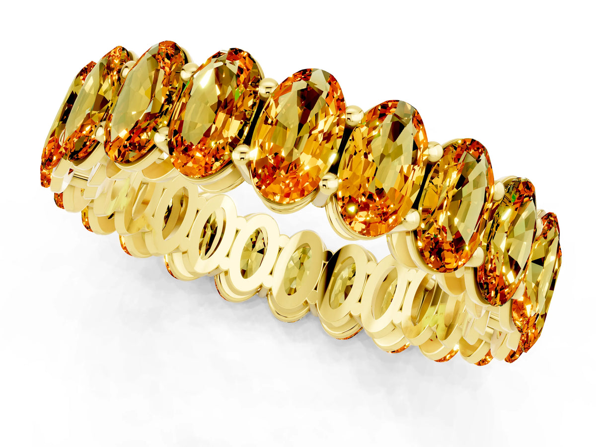 Oval Cut Citrine Eternity Band in Yellow gold with Shared Prong Setting_1