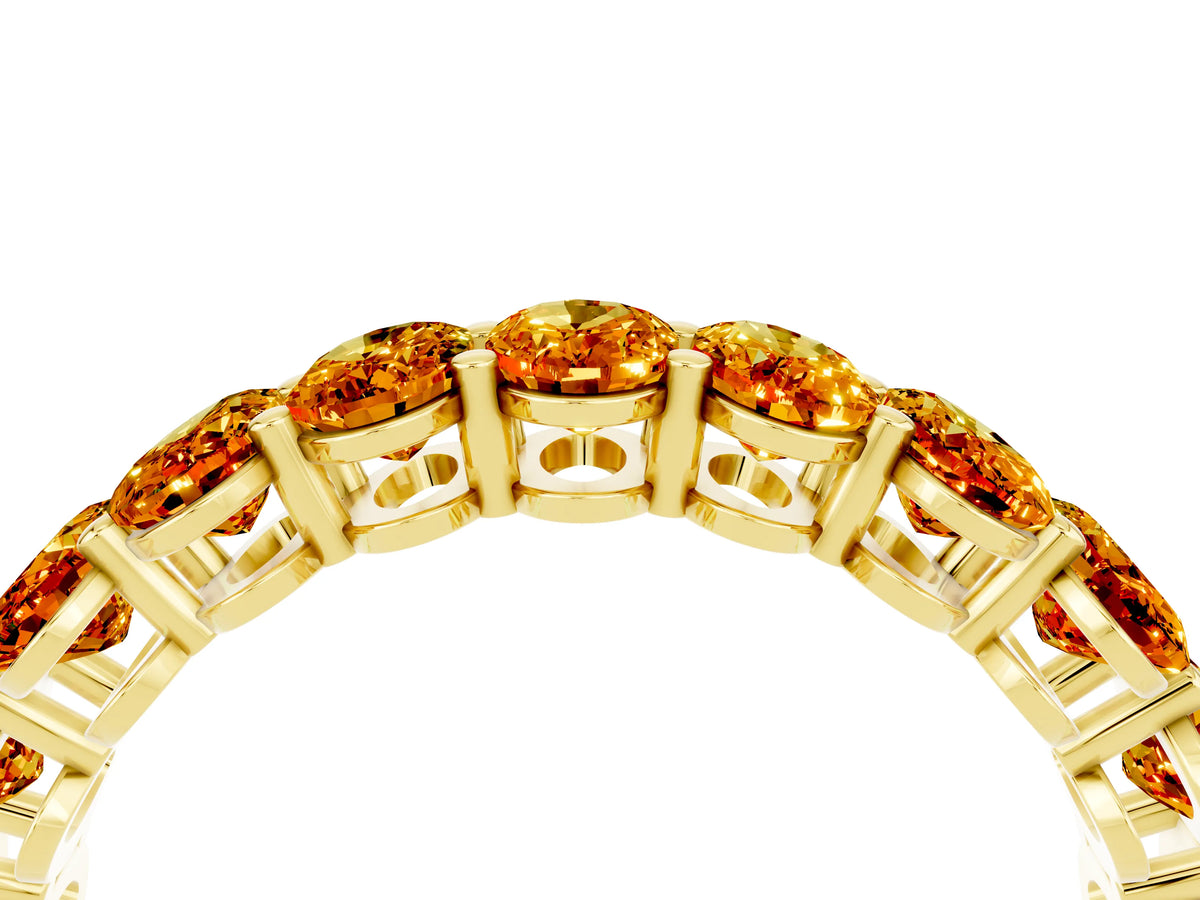 Oval Cut Citrine Eternity Band in Yellow gold with Shared Prong Setting_4