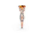 Oval Cut Citrine Solitaire Ring in Rose gold with Interwoven Pavé Band and Prong Setting_2