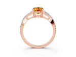 Oval Cut Citrine Solitaire Ring in Rose gold with Interwoven Pavé Band and Prong Setting_3