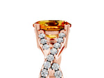 Oval Cut Citrine Solitaire Ring in Rose gold with Interwoven Pavé Band and Prong Setting_5