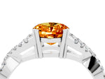 Oval Cut Citrine Solitaire Ring in Silver with Interwoven Pavé Band and Prong Setting_10