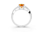 Oval Cut Citrine Solitaire Ring in Silver with Interwoven Pavé Band and Prong Setting_9