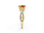 Oval Cut Citrine Solitaire Ring in Yellow gold with Interwoven Pavé Band and Prong Setting_2