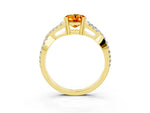 Oval Cut Citrine Solitaire Ring in Yellow gold with Interwoven Pavé Band and Prong Setting_3