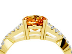 Oval Cut Citrine Solitaire Ring in Yellow gold with Interwoven Pavé Band and Prong Setting_4
