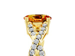 Oval Cut Citrine Solitaire Ring in Yellow gold with Interwoven Pavé Band and Prong Setting_5
