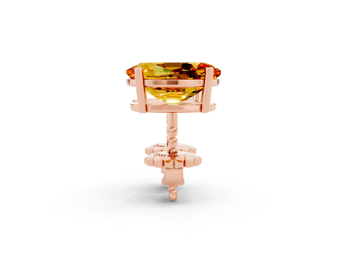 Oval Cut Citrine Stud Earrings in Rose gold with Basket Setting_2