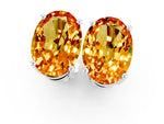 Oval Cut Citrine Stud Earrings in White gold with Basket Setting_1