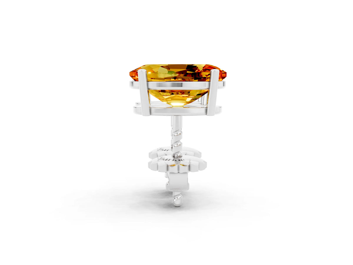 Oval Cut Citrine Stud Earrings in White gold with Basket Setting_2