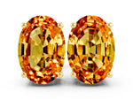 Oval Cut Citrine Stud Earrings in Yellow gold with Basket Setting