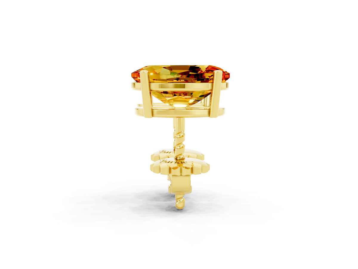 Oval Cut Citrine Stud Earrings in Yellow gold with Basket Setting_2