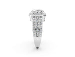 Oval Cut Diamond Halo Engagement Ring in White gold with Triple-Row Round Band_20