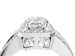 Oval Cut Diamond Halo Engagement Ring in White gold with Triple-Row Round Band_22
