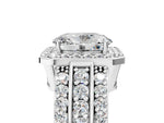 Oval Cut Diamond Halo Engagement Ring in White gold with Triple-Row Round Band_23