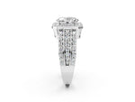 Oval Cut Diamond Halo Engagement Ring in White gold with Triple-Row Round Band_26