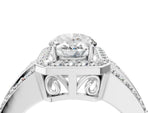Oval Cut Diamond Halo Engagement Ring in White gold with Triple-Row Round Band_28