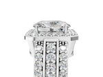 Oval Cut Diamond Halo Engagement Ring in White gold with Triple-Row Round Band_29
