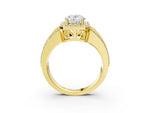 Oval Cut Diamond Halo Engagement Ring in Yellow gold with Triple-Row Round Band_21
