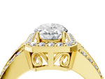 Oval Cut Diamond Halo Engagement Ring in Yellow gold with Triple-Row Round Band_34