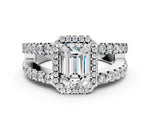 Oval Cut Diamond Halo Ring in White gold with Split Shank Band and Prong Setting_42
