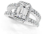 Oval Cut Diamond Halo Ring in White gold with Split Shank Band and Prong Setting_43